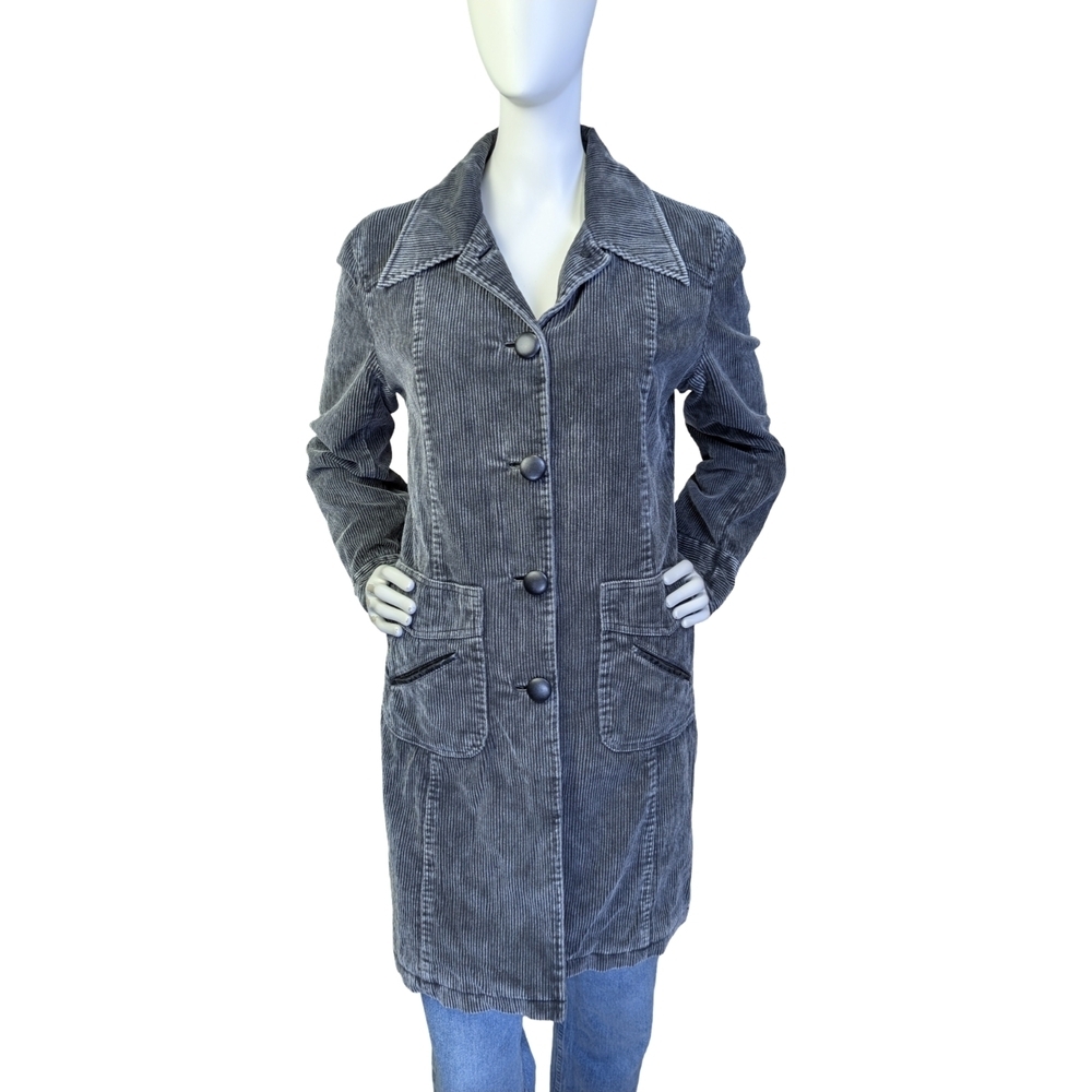 Vintage Y2K Suzy Shier Grey Corduroy Longline Coat, Size Small